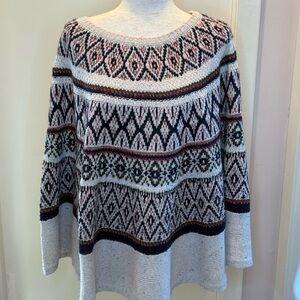 Beautiful Ruff Hewn Fairisle Poncho- fits M- XL